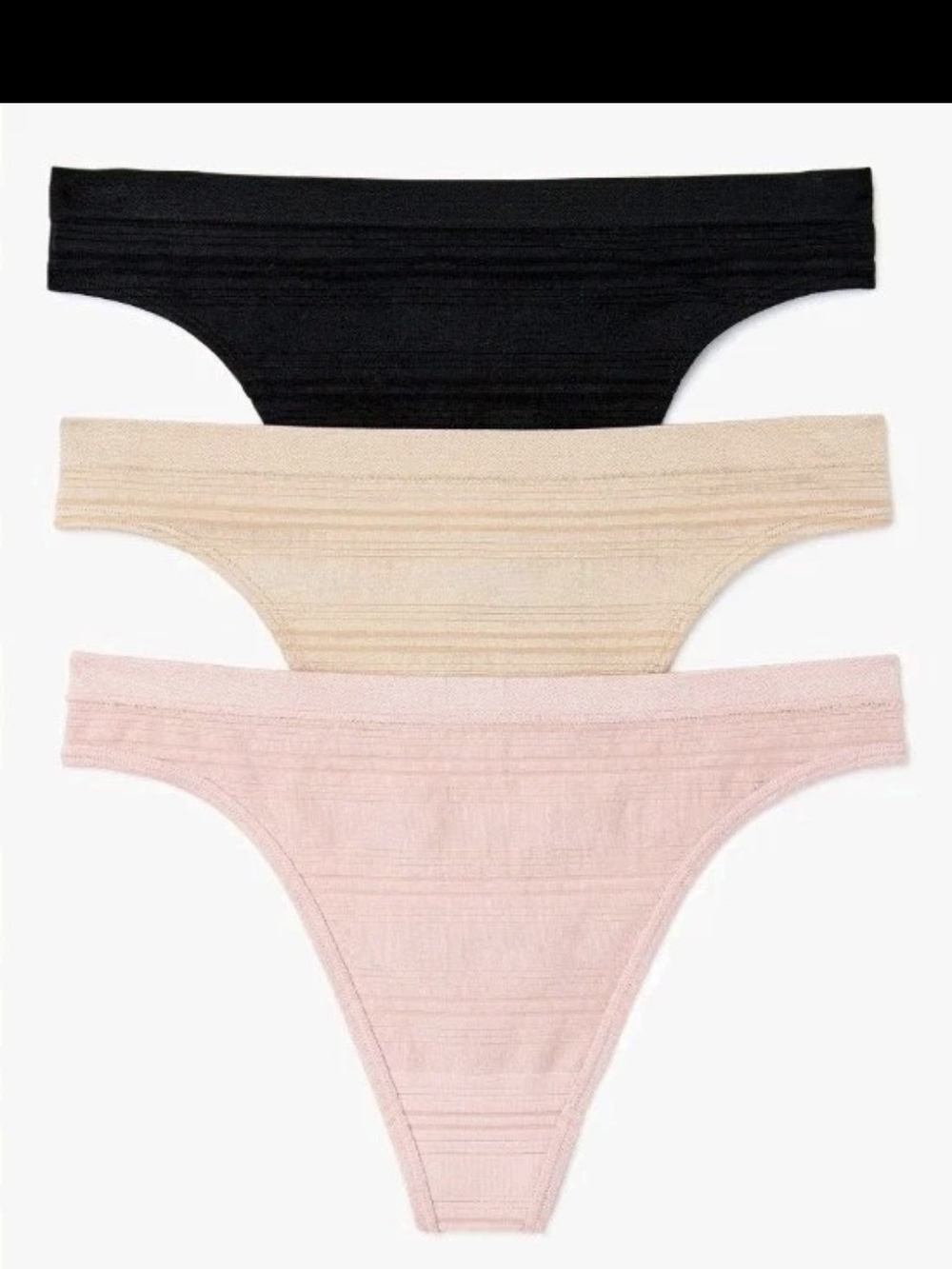 Joyspun 3-Pack Seamless Thong Panties in Black, Nude & Blush XXXL